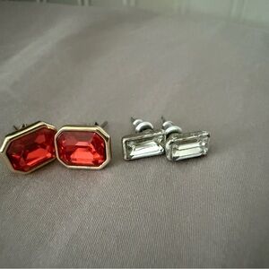 J. Crew Red and Silver Gemstone Earrings